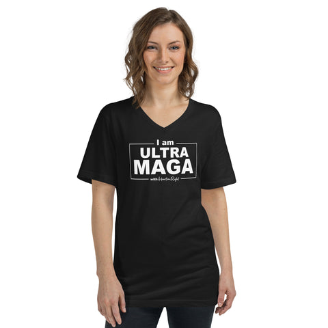 I'm ULTRA MAGA with Heart On Right I Unisex Short Sleeve V-Neck T-Shirt