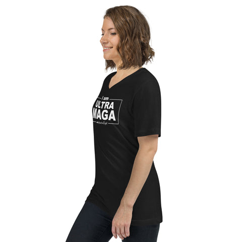 I'm ULTRA MAGA with Heart On Right I Unisex Short Sleeve V-Neck T-Shirt