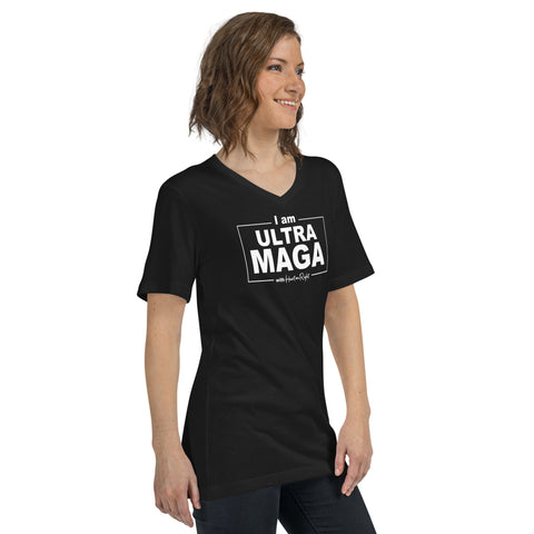 I'm ULTRA MAGA with Heart On Right I Unisex Short Sleeve V-Neck T-Shirt